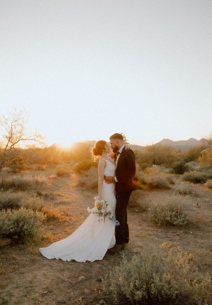 Arizona Elopement couple hugging 