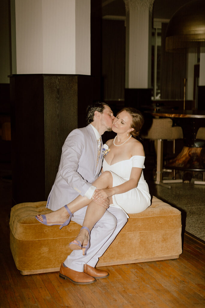 couple at the hotel on wedding day 