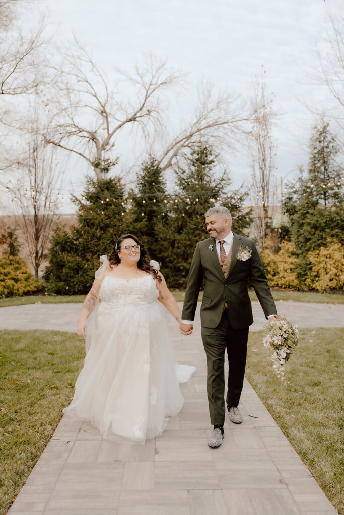 Couple walking holding hands 